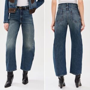 Nili Lotan Barrel Leg Jeans Otis Style Simon Wash Medium Blue Size 29